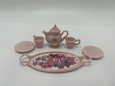 Barbie My First Tea Party Tea Set Mattel 1995 Teapot Cups Saucers Tray