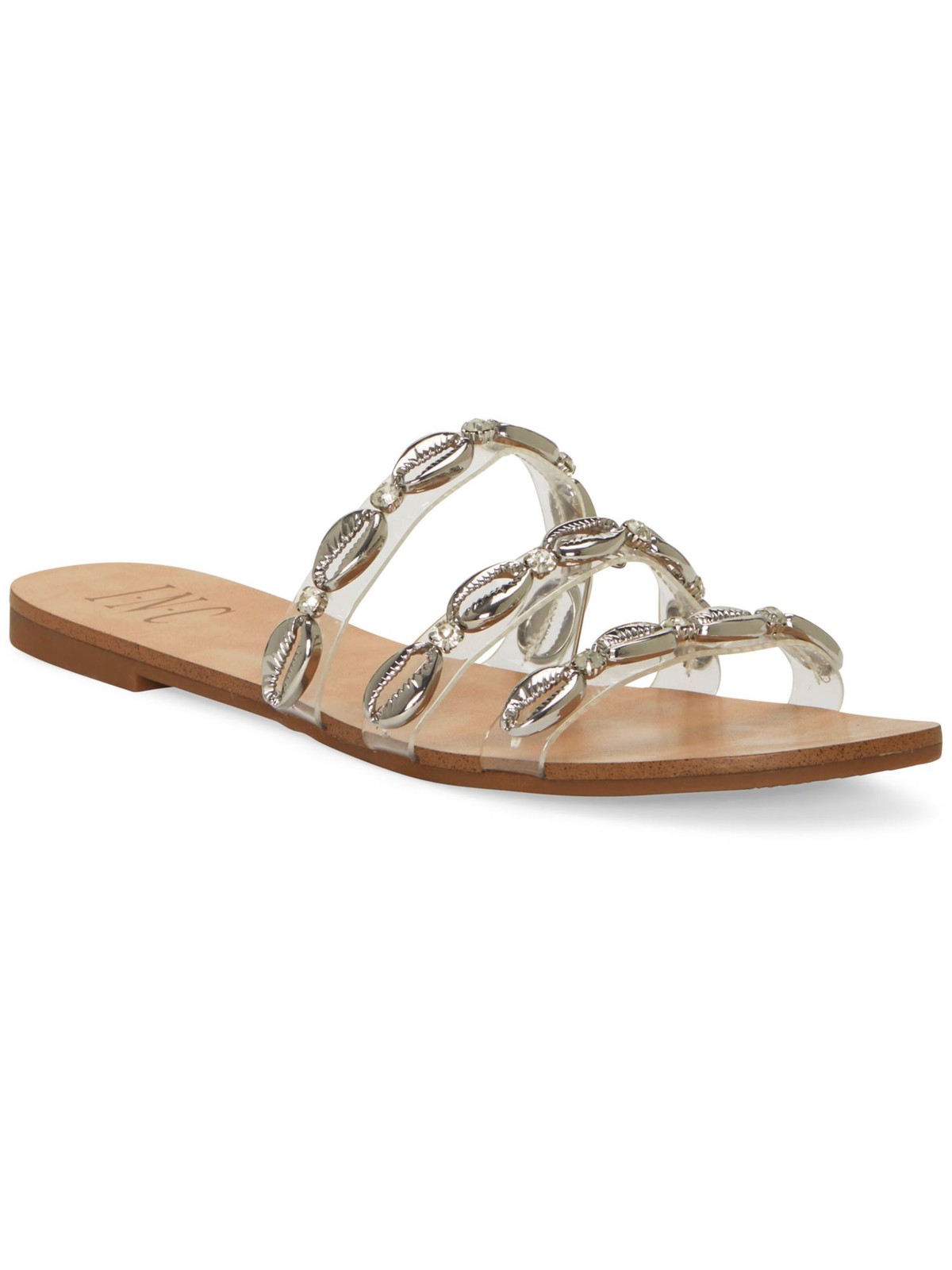 INC Womens Clear Shell Accent Embellished Voma Round Toe Slip On Sandals 95 M 4690₽