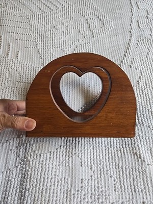 Vintage Solid Oak Heart Napkin Holder Cottagecore Farmhouse Grandmacore Amish