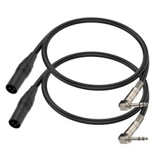 Right Angle 6.35mm TRS to XLR Male   1.5FT 2Pack  Right Angle 1/4 TRS to XLR 3...
