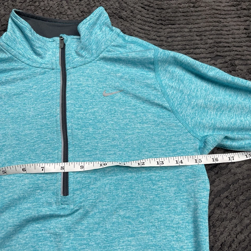 Pulôver de corrida Nike Dri-Fit Element feminino XS 1/4 zíper furos azuis para polegar - Imagem 2 de 4