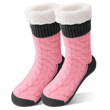 Janustar Womens Winter Soft Grippers Slipper Socks with Warm Fleece Lined - O...