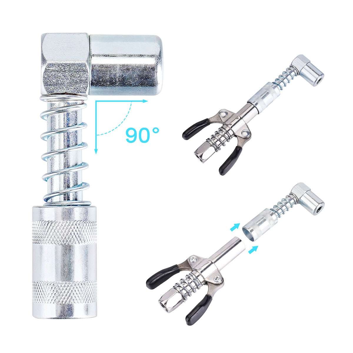 Grease Gun Accessory Kit 90 Degree Coupler Adapter Needle Tips Dispenser Steel