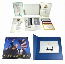 SIGNED President Donald Trump Save America Book + 2025 Inauguration Ticket Set  
