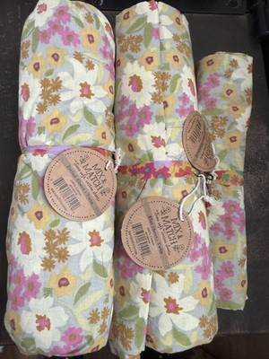 NWT Natural Life mix and match twin sheet SET yellow floral 