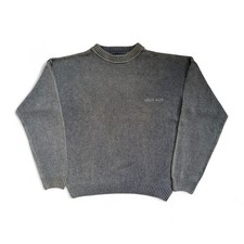 Armani Jeans Vintage 90s Archive Grey Faded Cotton Wool Silk Crewneck Boxyfit M