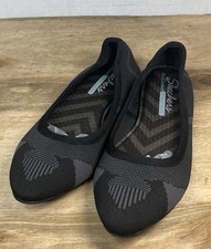 Skechers Womens Cleo Wham Ballet Flats Shoes Black Gray Slip On Memory Foam Sz 7