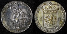Países Bajos UTRECHT Plata 1794 1 florín Año pasado Tipo aUNC Tonificado KM# 102.3 (2)