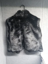 Cejon Faux Fur Vest Women's L Black Sleeveless Winter Outerwear 4072