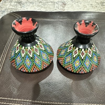 Moroccan Hand Painted Ceramic  decorative vases. Multicolor 