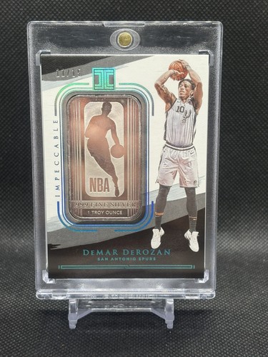 2020-21 Panini Impeccable NBA Logoman Silver Bar 1 Troy OZ Demar Derozen SSP /15
