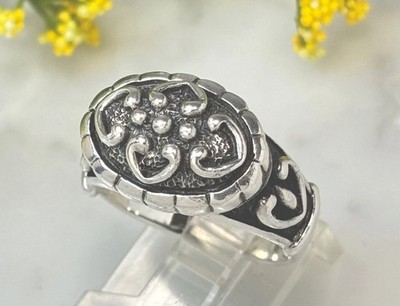 Vtg  GSK Designer Sterling Silver 925 Cast Raised Dome Scroll Band Ring Size 9