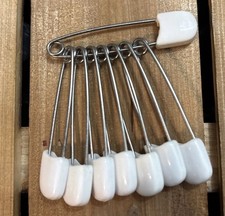Vintage Diaper Pins Classic Design White Traditional Baby Shower