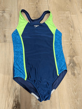 Speedo Girls Racerback One-Piece Swimsuit Size XL Blue Green Competition Train