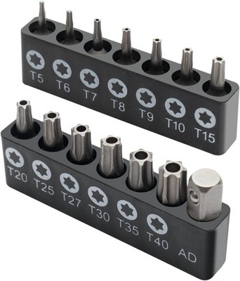 ROTATION 14-Piece Tamper Resistant Star Bits, Chrome Vanadium Steel, T5 - T40 Im