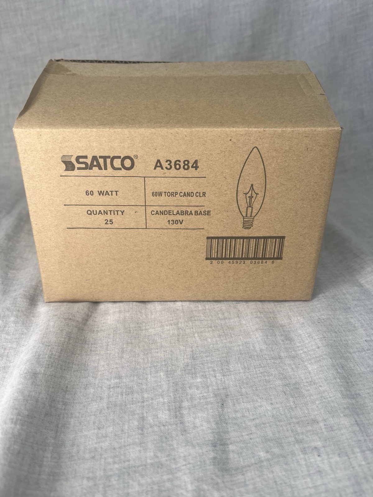 SATCO A3684 Decorator Light Bulbs (25 pack) 60 WATT CLEAR TORPEDO