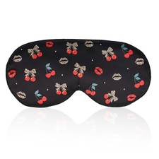 Cheetah Cherry Sleep Mask, Blackout Leopard and Cherry Print Eye Mask for