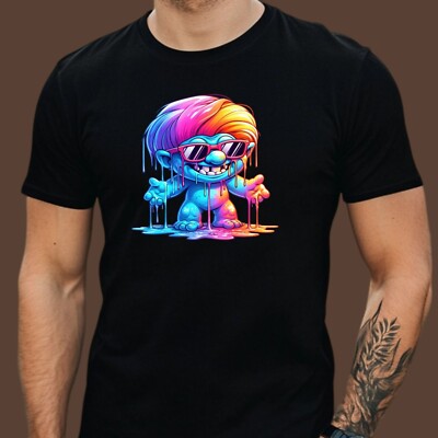Mens T Shirt 90s Retro Melting Design Colourful Vintage Style Fun XS to 5XL Shirt