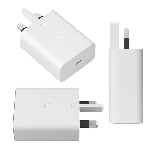 Cargador Google Original 30W Rápido Rápido Reino Unido Enchufe de Red Cable USB-C en Blanco - Imagen 16 de 24
