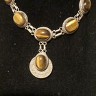 VINTAGE Native American Jeweler Sterling Silver & TIGER EYE Necklace,  ca 70's — photo 2