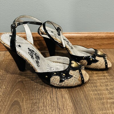 Vintage Y2K Naughty Monkey Peep Toe High Heels Shoes 9 Heart
