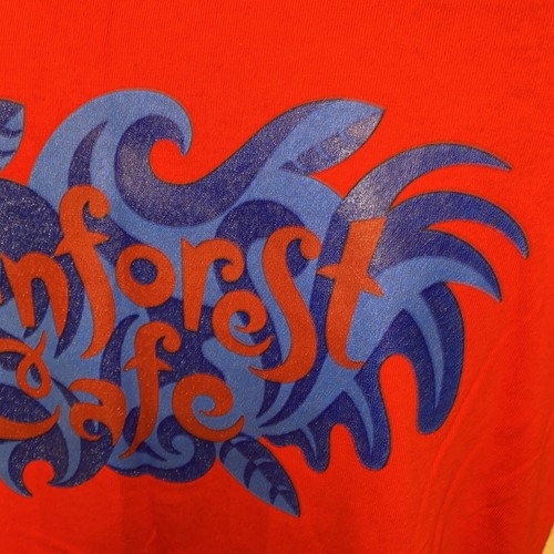 VINTAGE Rainforest Cafe T-Shirt XL Red Hawaiian Floral Employee Crew Staff USA - Picture 12 of 16