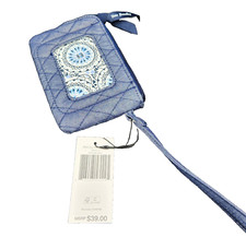 Vera Bradley Moonlight Navy Blue RFID Zip-Top ID Case Quilted New
