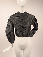 CIVIL WAR 1860 S BLACK SILK TAFFETA BODICE W EPAULETTES