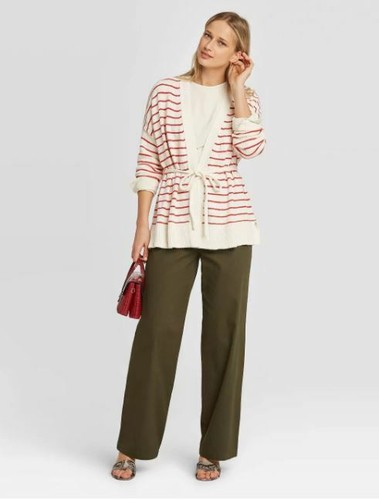 Women's Striped Long Sleeve Wrap Cardigan - Who What Wear - Various Sizes-B480/1 - Picture 6 of 10