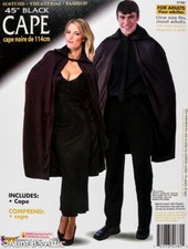 Cape Unisex Blk Light Weight Poly Nylon Multi Character Costume Cape W/ Collar