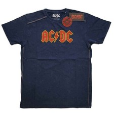AC/DC 'Logo' Navy Blue Snow Wash T shirt - NEW