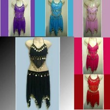 5x Bauchtanz Kostüm Rock Oberteil Bluse Münzen Tribal Tanzkostüm Karneval