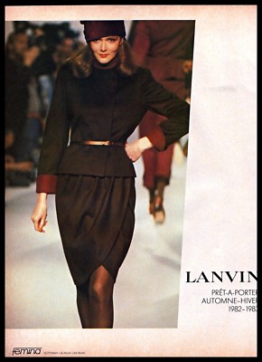 1982 Lanvin Pret A Porter Automne Hiver Brown Skirt Suit Vintage 