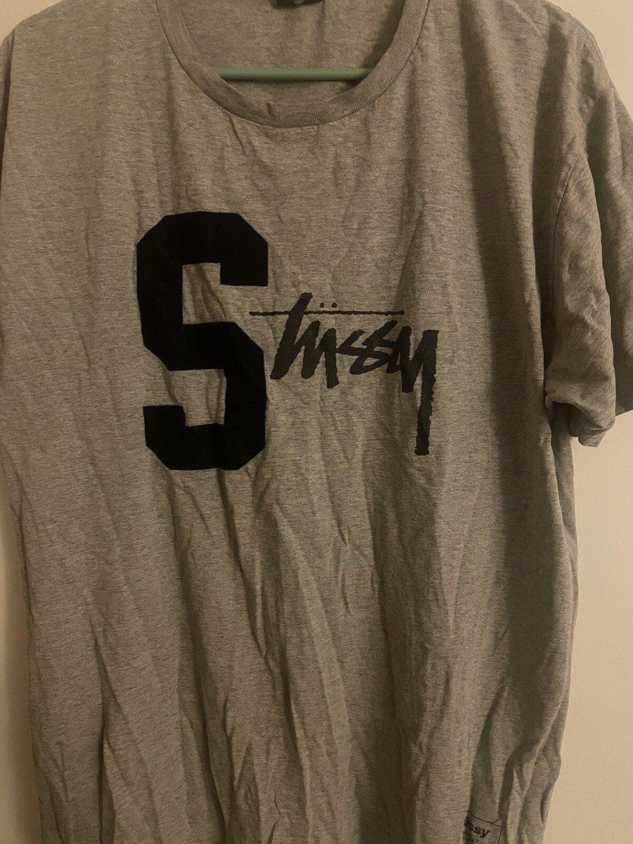 Rare Stussy 1980 Fuzzy Large Logo Mens Lg T-Shirt Grey S4 | eBay