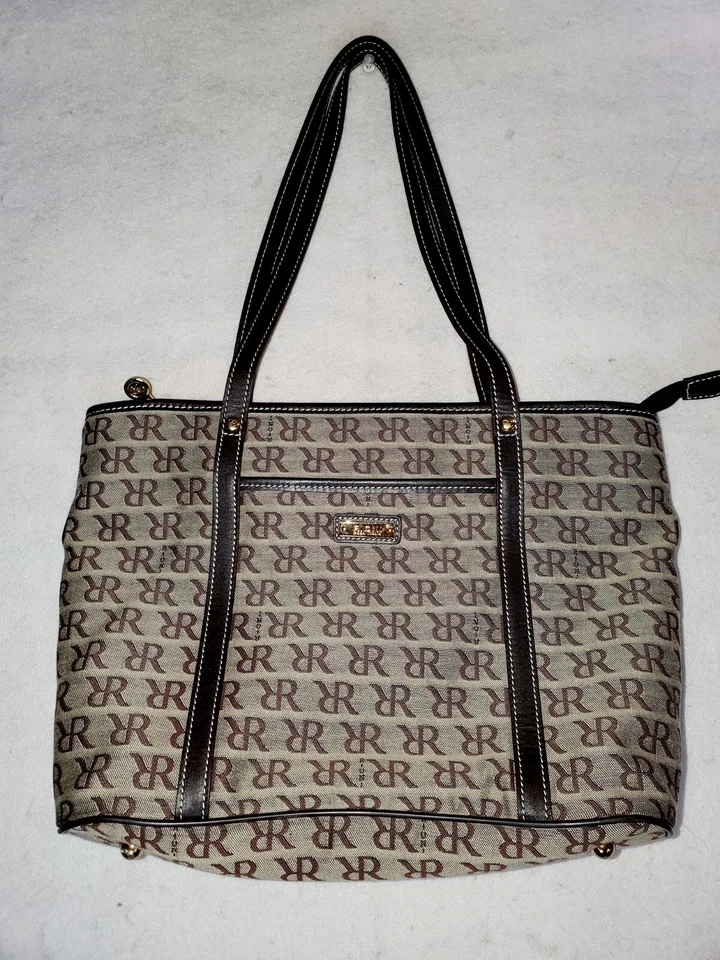 Bolso de Hombro/Tote Clásico Rioni Signature Marrón Ceniza Cavas y Cuero HG-50218 Foto 3 de 4