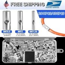 200/400X Copper Bare Wire Splice Ferrule Butt Crimp Connectors 22-10 AWG