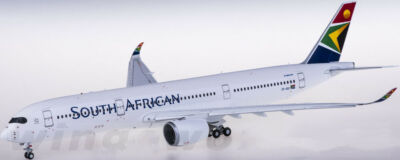1:200 33CM JC Wings SOUTH AFRICAN AIRBUS A350-900 Plane Flap Down