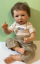 Lifelike 20" Vinyl Cloth Reborn Baby Boy Artist Doll Rooted Hair Lashes Outfits