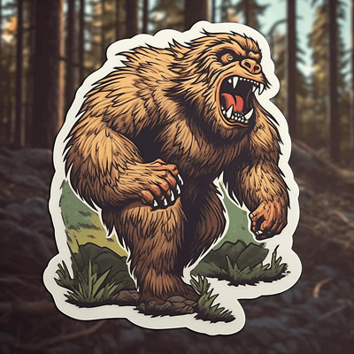 Bigfoot Roaring Sticker, Cryptid Sticker Decal, Decal for Car Truck Window