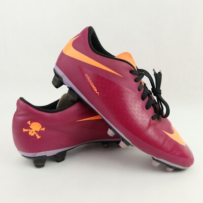 Nike Soccer Cleats Women's Purple Orange Hypervenom Phelon FG Skull  599074-585