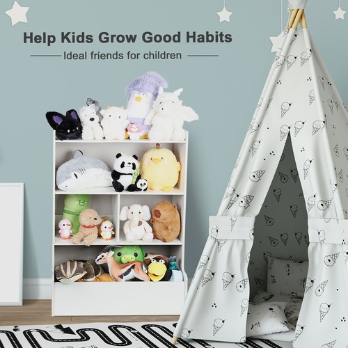 Kids Bookshelf, 4-Tier Storage Bookcase, Open Book Shelf, Toy Organizer Cabinet - Picture 9 of 18