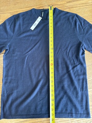 Mens Elie Tahari Cashmere Blue Crewneck Sweater Size Medium