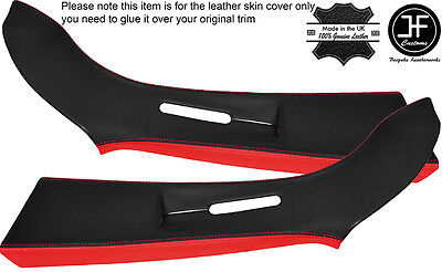 BLACK & RED REAL LEATHER 2X A PILLAR COVERS FOR VW T5 TRANSPORTER CARAVELLE