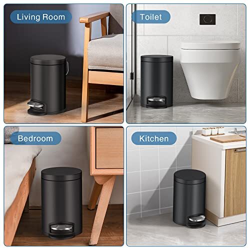 Small Trash Can With Lid Soft Close Foot Pedal Round Bathroom Garbage Can With S | eBay