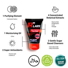 Halal Womens Face Wash R10 Labs Activated Charcoal 100% Natural Facial Cleanser