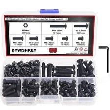 DYWISHKEY 180 Pieces M5 x 6mm/8mm/10mm/12mm/16mm/20mm/25mm, 10.9 Grade Alloy ...