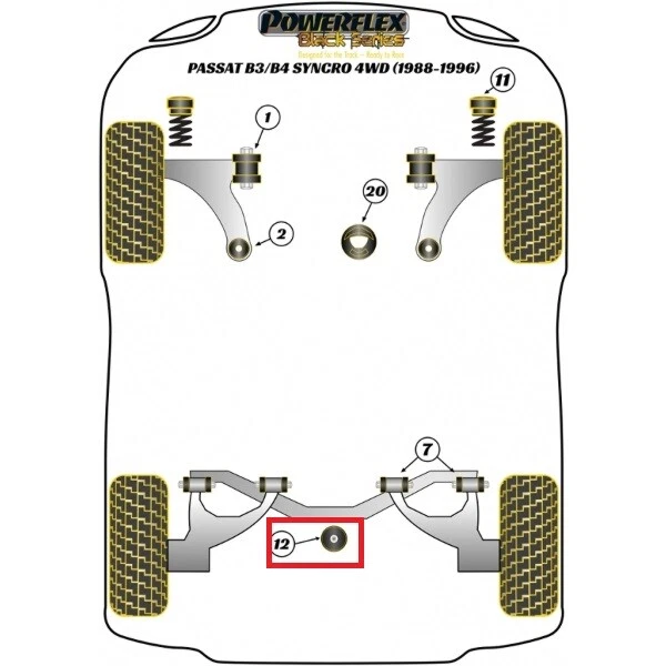 Boccole Powerflex PFR85-270BLK Black Series per VW Golf II III Passat B3 B4 4WD - Immagine 4 di 4