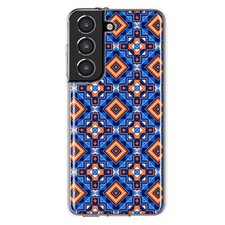 Mundaze Case for Samsung Galaxy S22 Cover Blue Orange Diamond Tribal