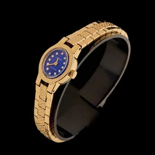 Small women's black dial cocktail watch with gilding. Soviet watch CHAYKA