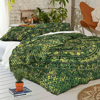 King Size Mandala Hippie Gypsy Indien Duvet Quilt Cover Tie Dye Star Bedding Set